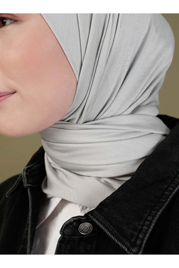 وشاح قطن ممشط - رمادي فاتح - - 4