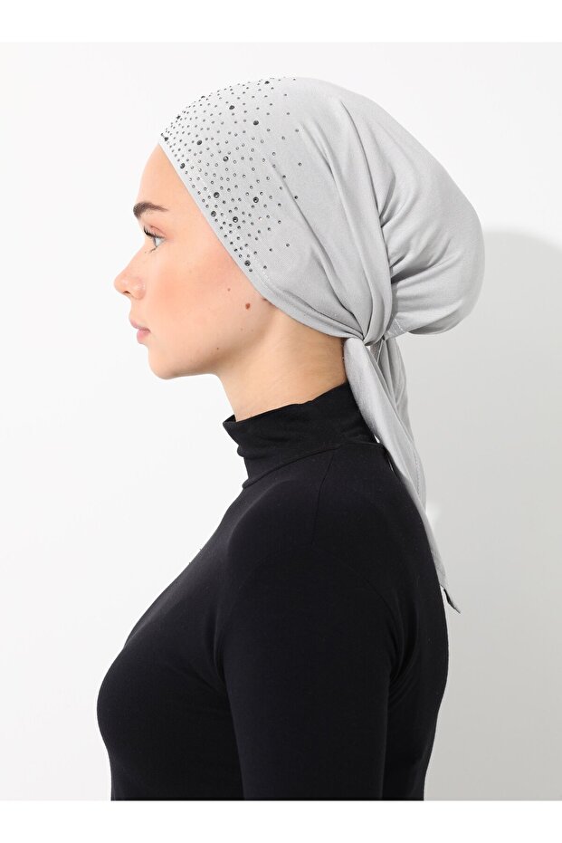 بونيه مثلث مرصع بالأحجار - رمادي فاتح - - 2