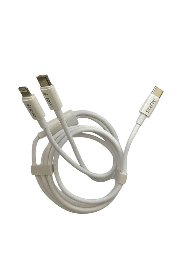 30 Watt USB C to Type C + Lightning Şarj Kablosu 2in1 Superfast 1 Metre - 3