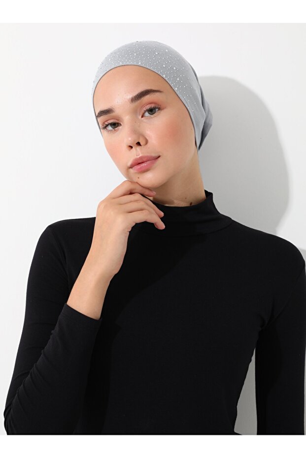 بونيه أنبوبي عملي مرصع بالأحجار - رمادي فاتح - - 1