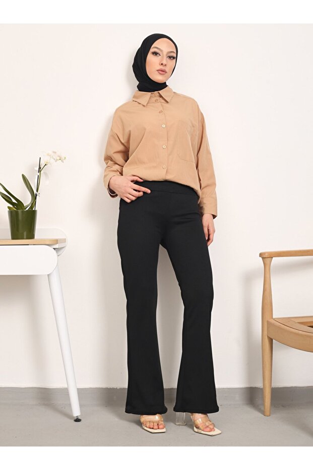 بنطلون أسود بأرجل واسعة - Vav - 1