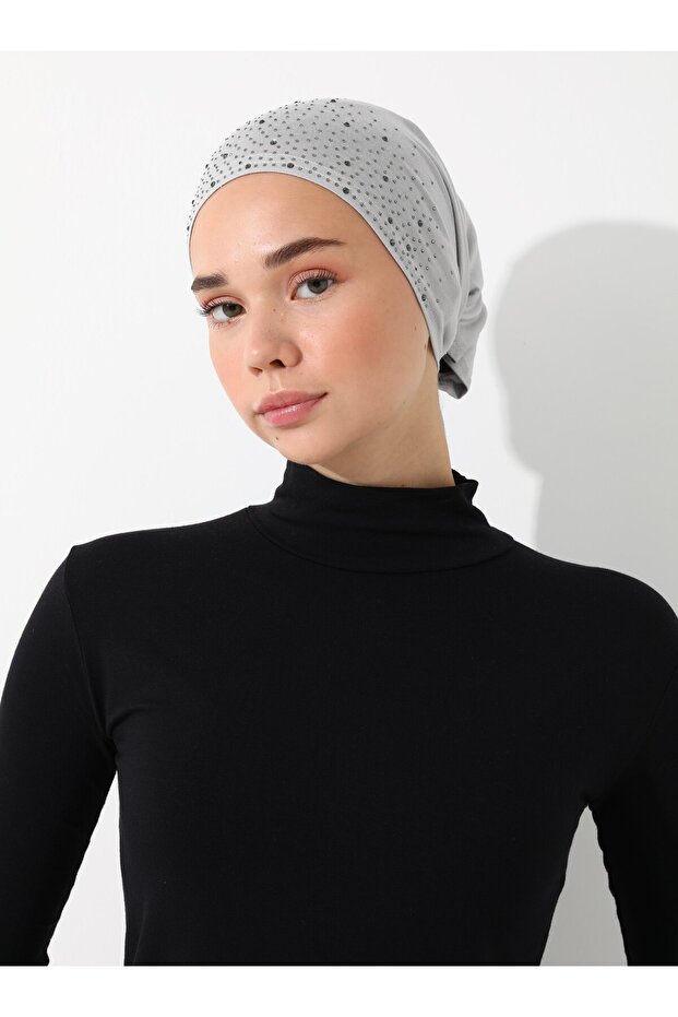 بونيه مثلث مرصع بالأحجار - رمادي فاتح - - 1