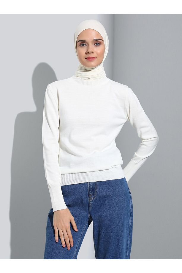 Balıkçı Yaka Triko Kazak - Ekru - Basic - 1