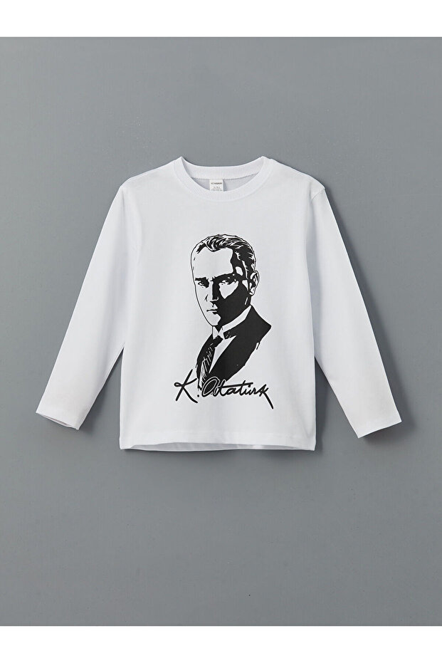 Nevavm Ataturk Printed Boy's T-Shirt with Difference
