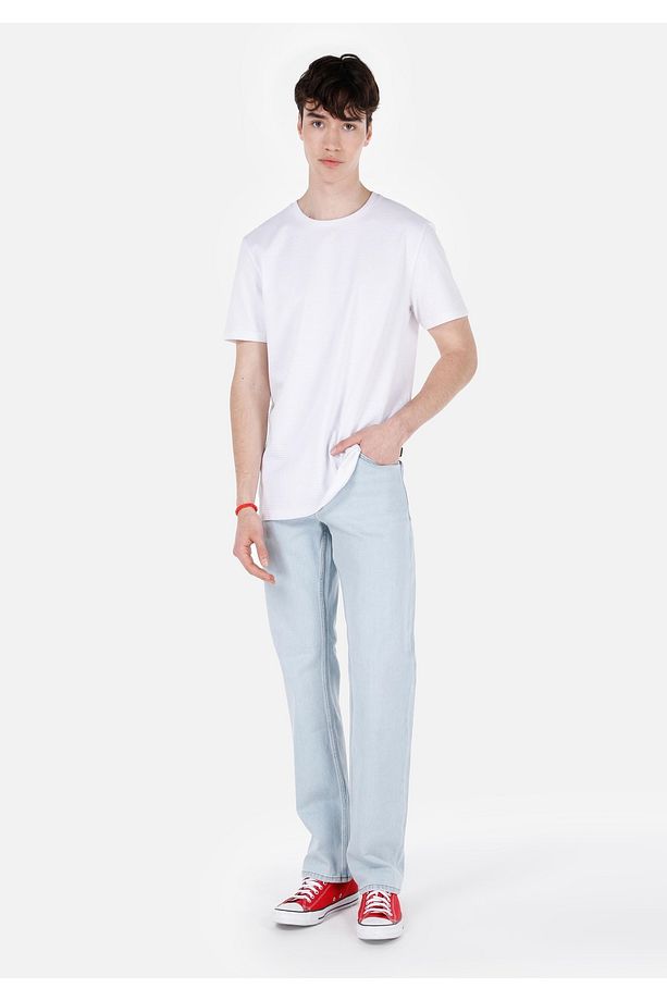 045 Davıd Regular Fit Orta Bel Düz Paça Erkek Mavi Jean Pantolon - 1
