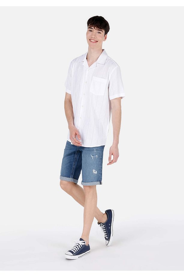 Regular Fit Orta Bel Erkek İndigo Jean Şort - 3