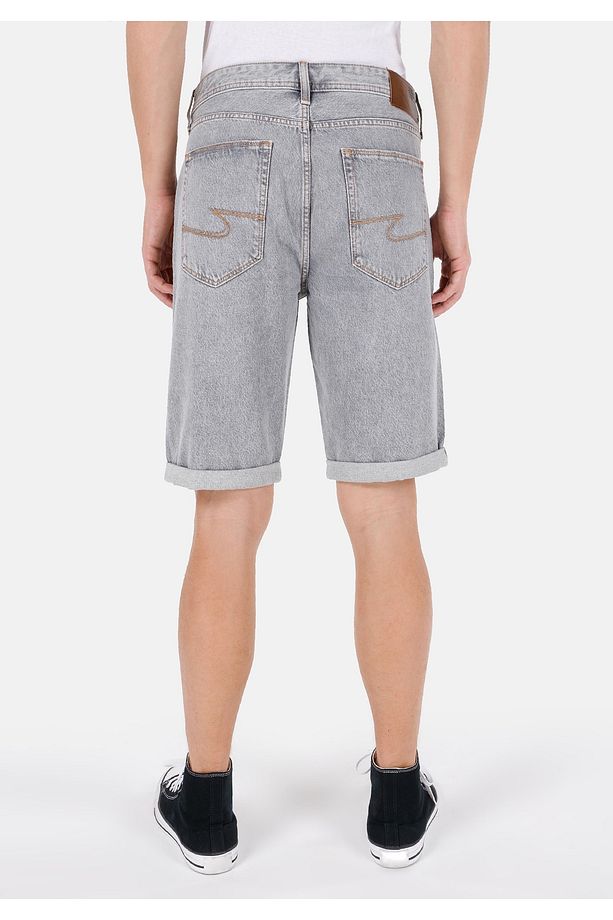 Regular Fit Orta Bel Erkek Gri Jean Şort - 2