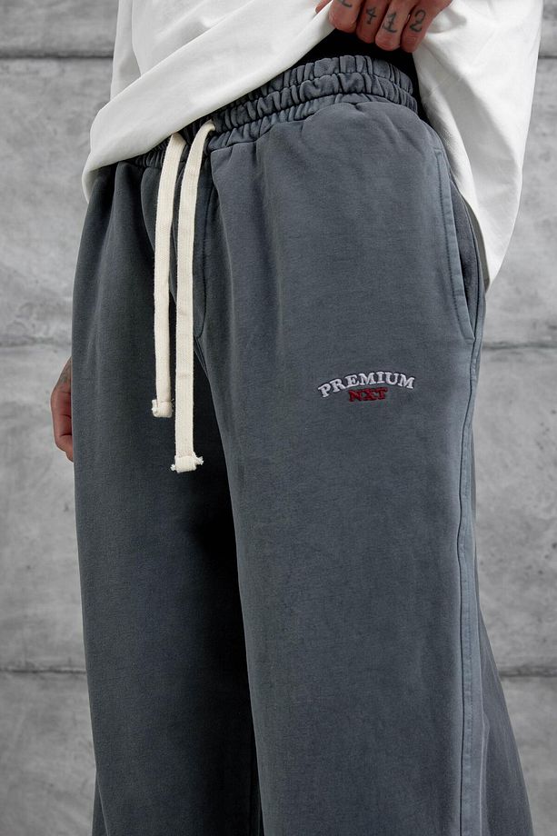 Füme Paça Lastikli Yıkamalı Baggy Eşofman Altı - 2