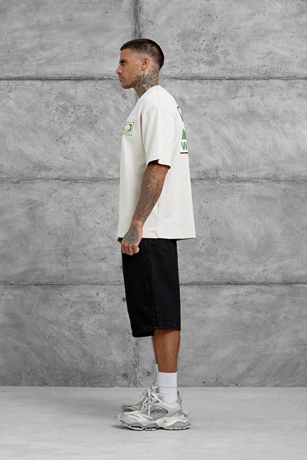 Krémové tričko Worldwide Oversize - 5