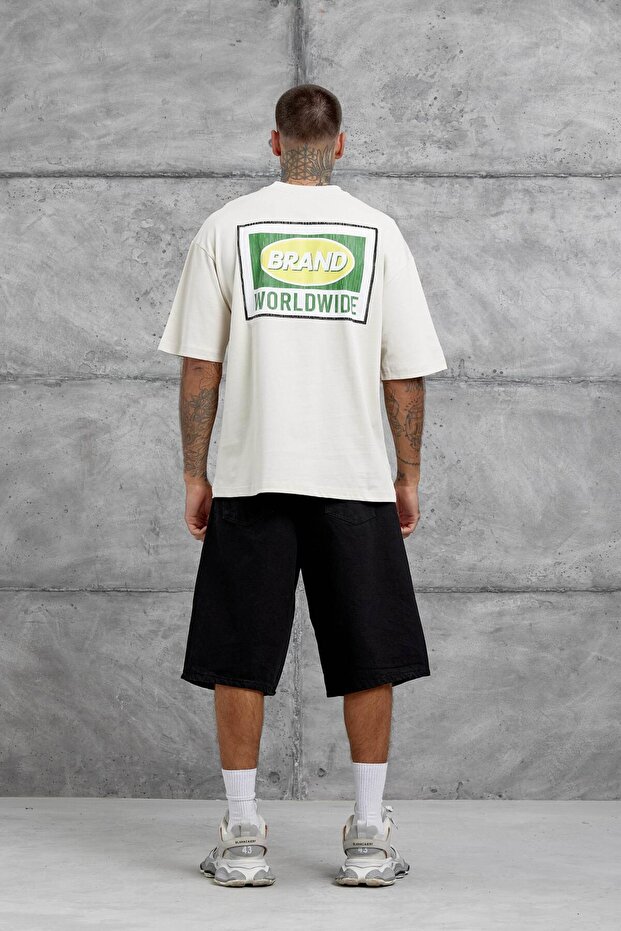 Krémové tričko Worldwide Oversize - 3