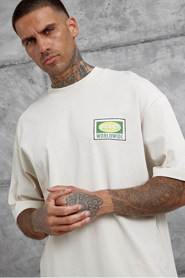 Krémové tričko Worldwide Oversize - 2