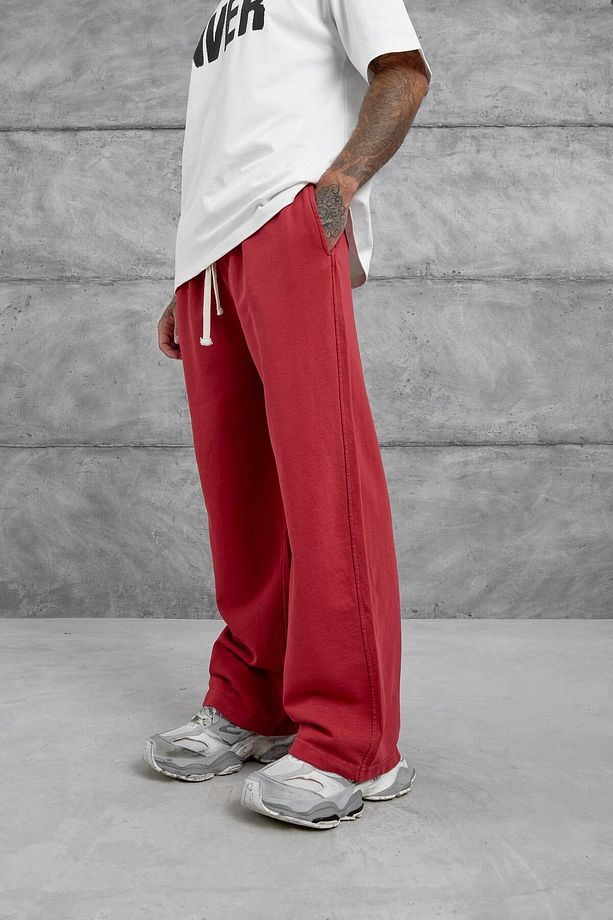 Kırmızı Yıkamalı Basic Baggy Eşofman - 1