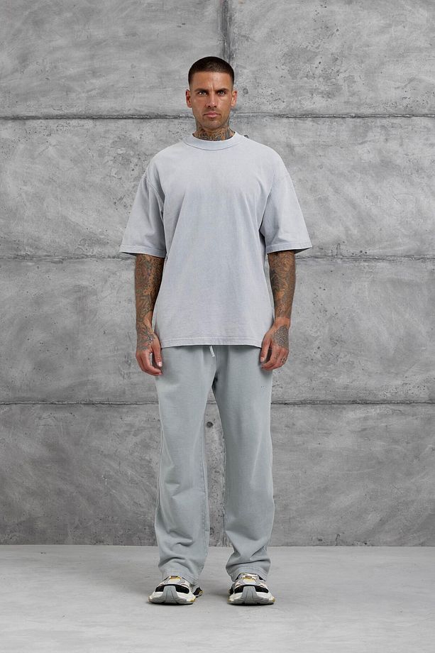 Gri Yıkamalı Basic Baggy Eşofman - 4