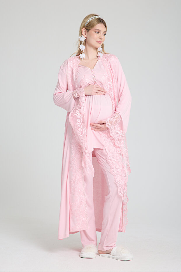 Hamile Lohusa Pijama Takımı Zarif Lohusa Seti - 1