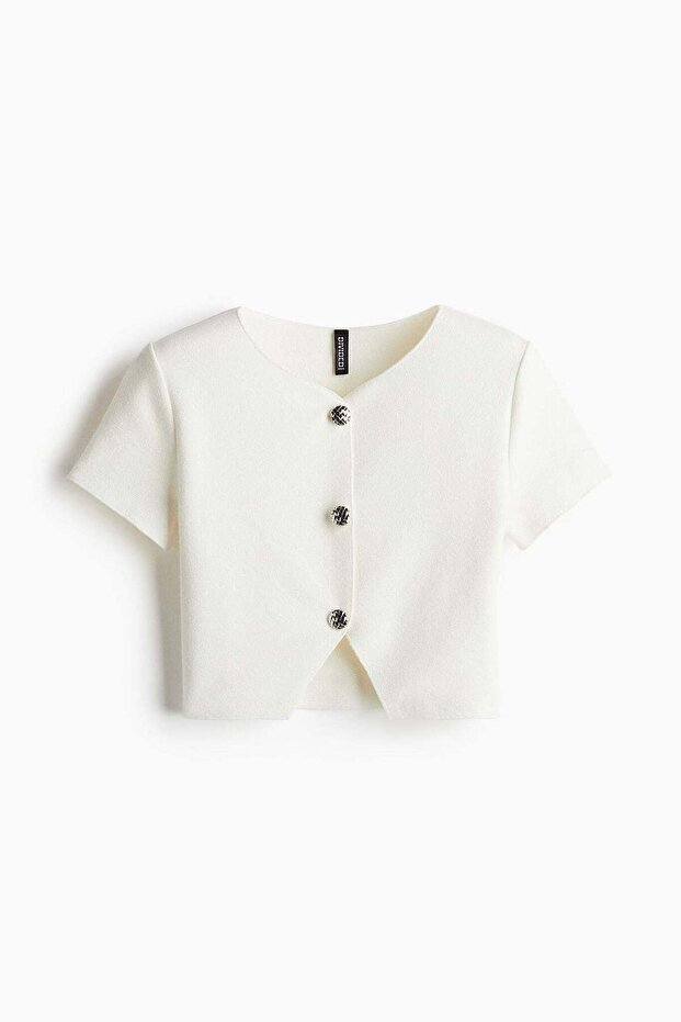Short-sleeved jersey cardigan