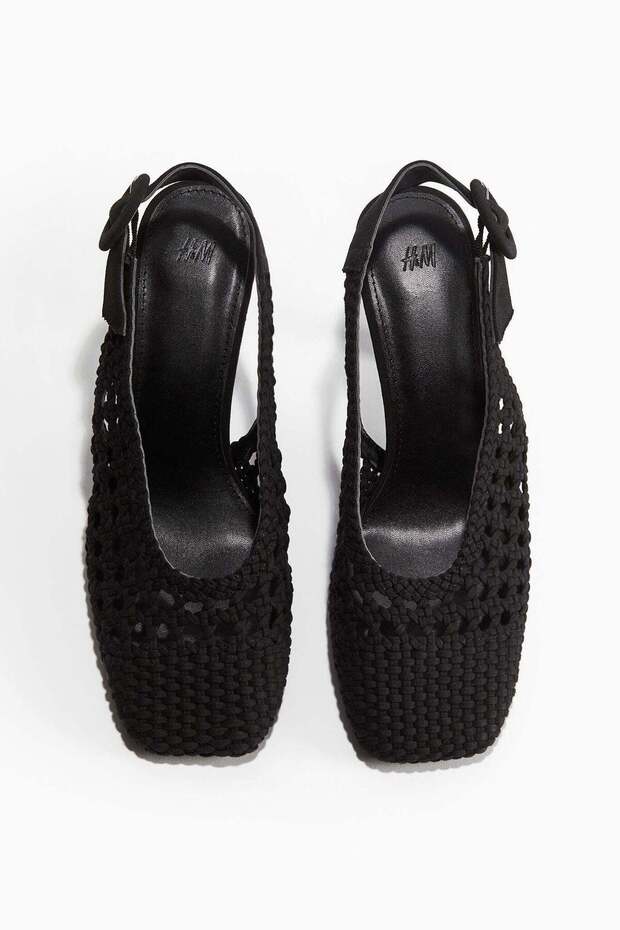 حذاء مفتوح من الخلف من القماش المضفر - 2