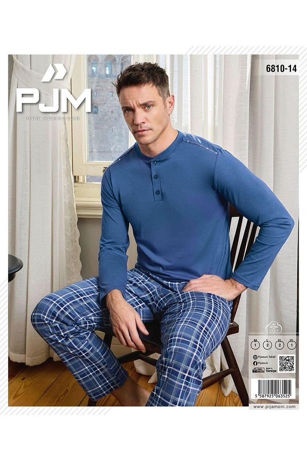 Erkek Düğme Yaka Uzun Kol Mevsimlik Pijama Takımı 6810/14 - 1 Adet - 2