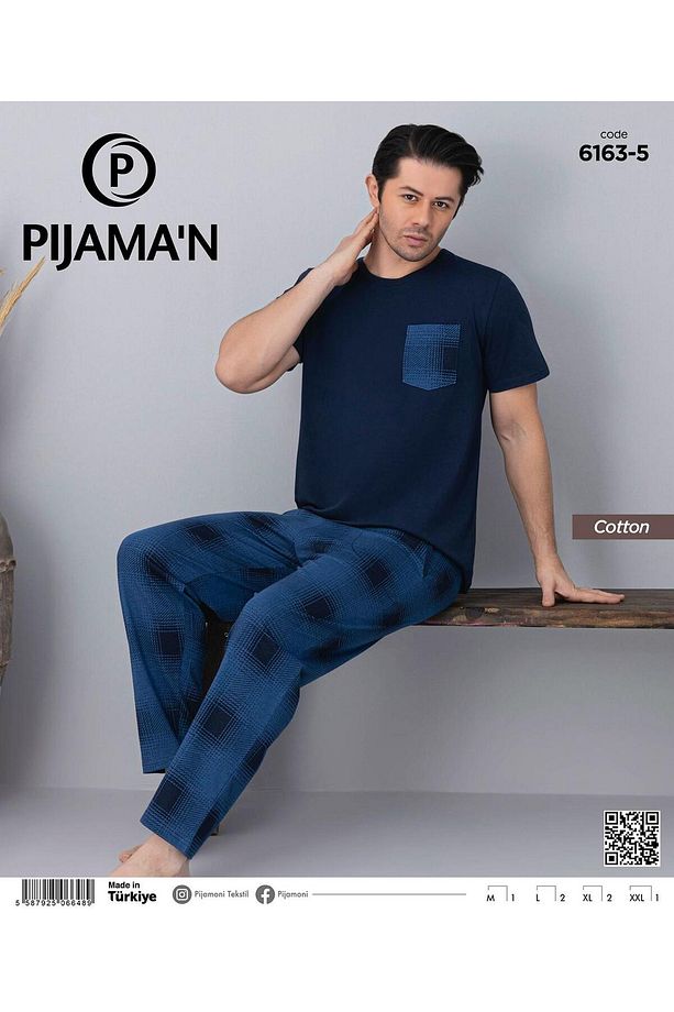 Erkek Bisiklet Yaka Kısa Kol Ince Pijama Takımı 6163/5 - 1 Adet - 2