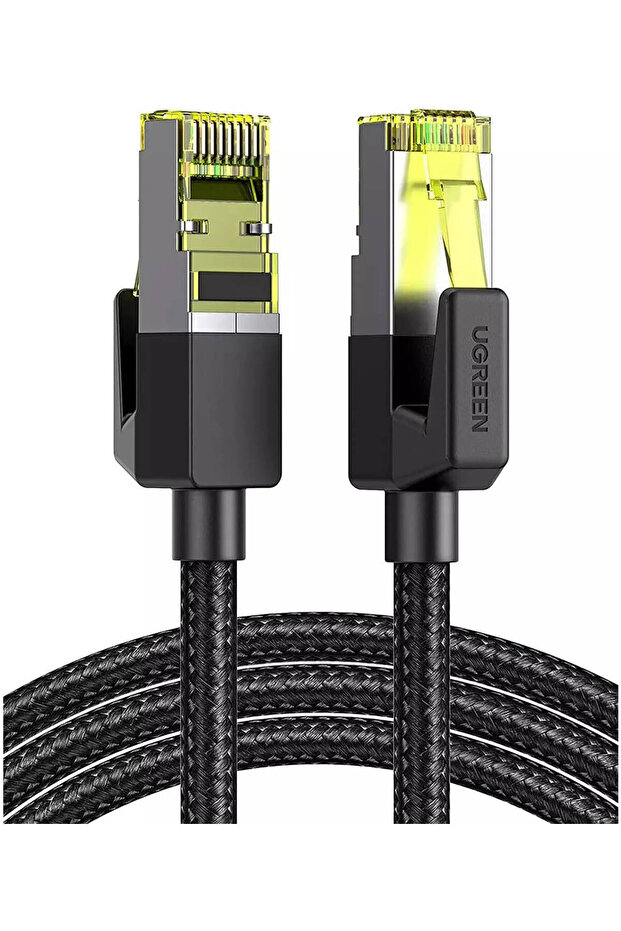 كابل إيثرنت دائري Cat7 F/FTP من النحاس النقي مع جديلة، 5 أمتار، أسود