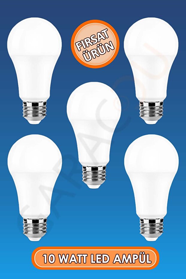 Tasarruflu Led Ampül 10 Watt Beyaz Işık Ampul 5 Adet - 1