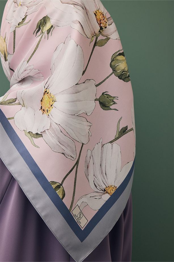 Twill İpek Eşarp Daisy Leylak - 7