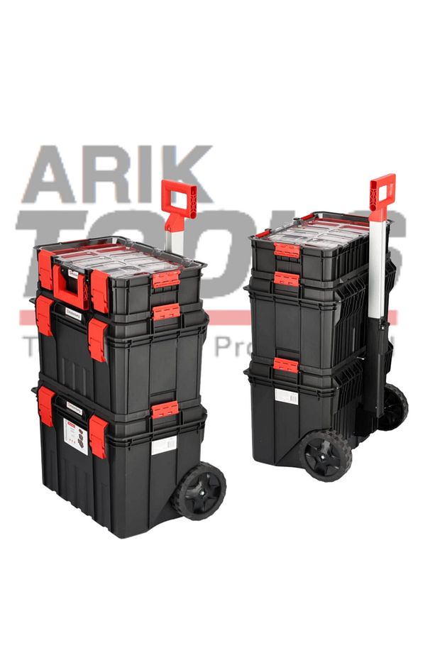 Modular Solution 3'Lü SetModüler Çözüm 3 Parçalı Tekerlekli Alet Kutusu Seti - 6