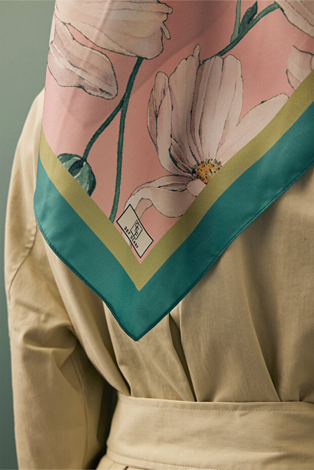 Twill İpek Eşarp Daisy Pudra - 7