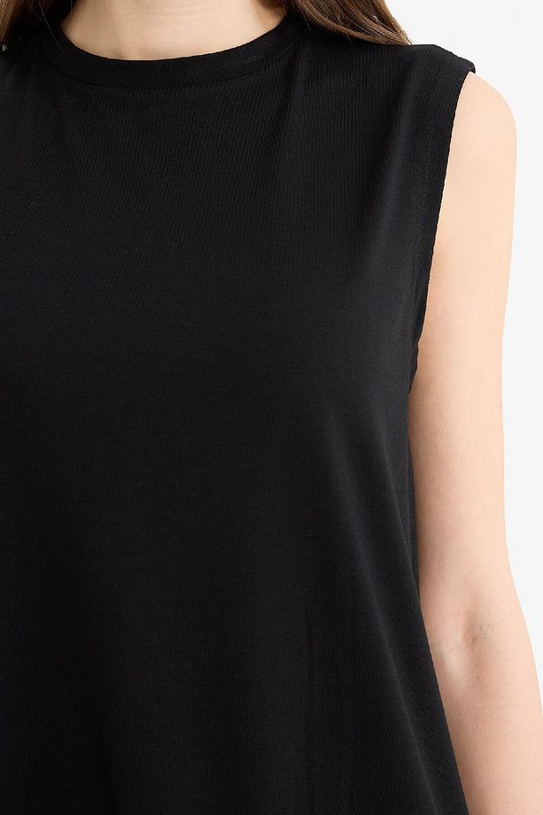 Regular Fit Bisiklet Yaka Basic Düz Kolsuz Siyah Tesettür Tişört Tunik A8352ax25sp - 5