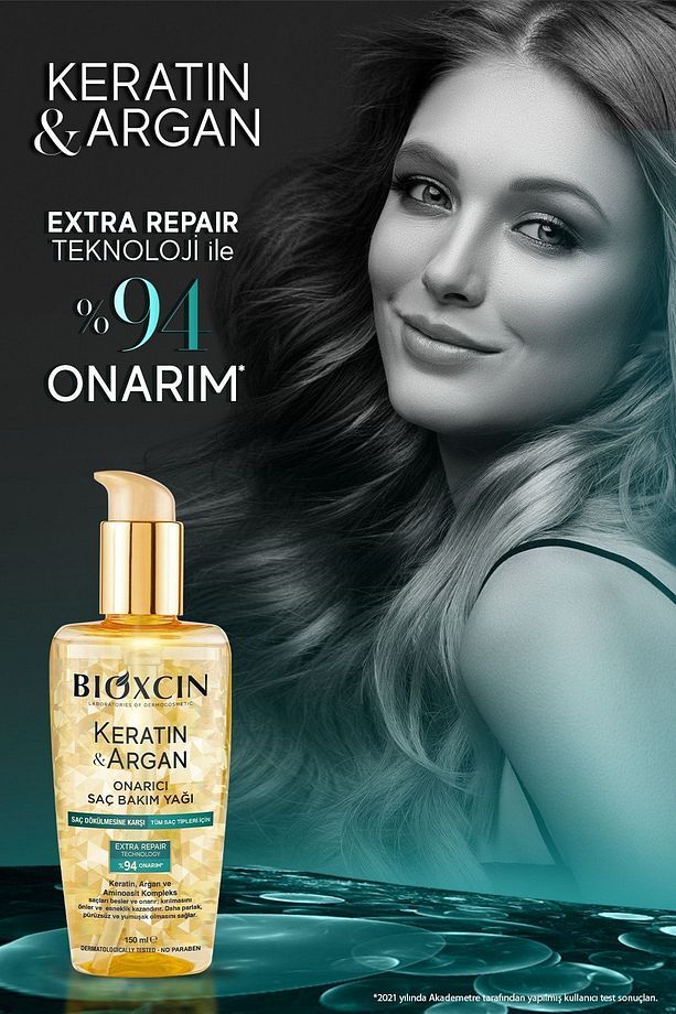 Keratin & Argan Onarıcı Şampuan300 Ml + Kertin Argan Saç Bakım Yağı - 3