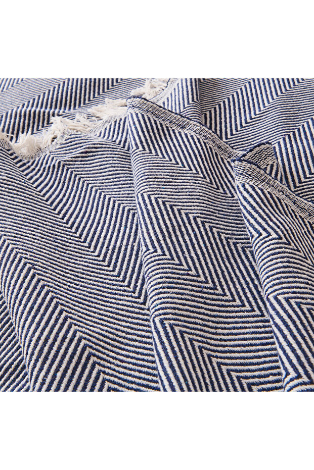 Soft Herringbone Tek Kişilik Yatak Örtüsü - Lacivert - 150x200 cm - 3