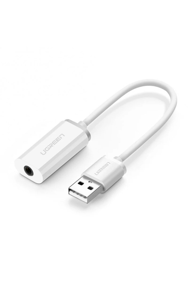 محول صوت ستيريو خارجي USB-A أبيض
