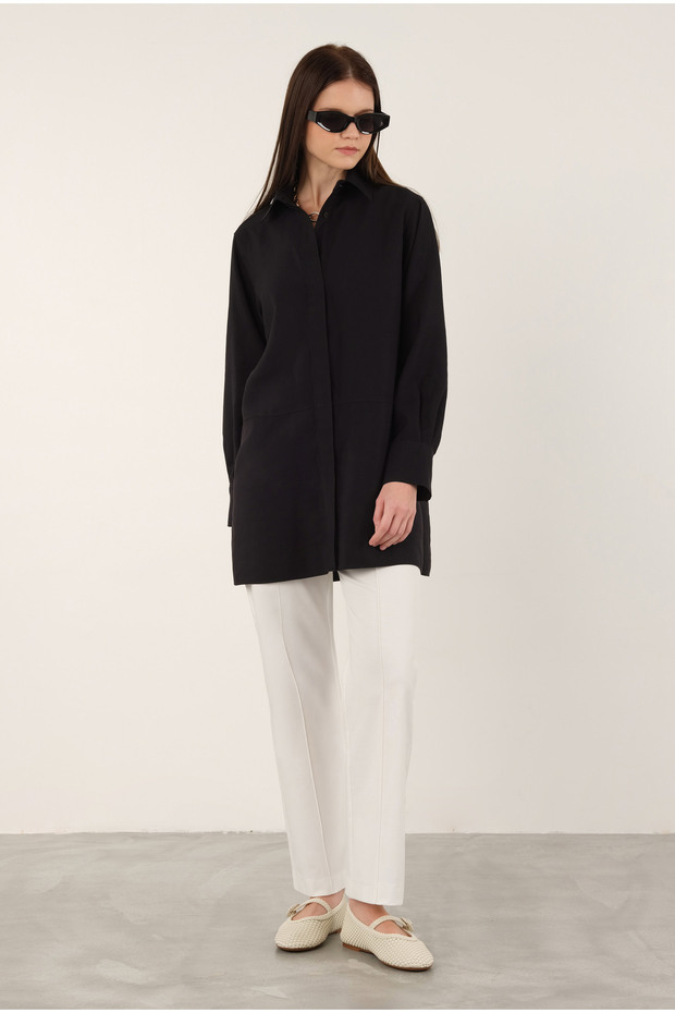 Basic Modal Gömlek Siyah - 4