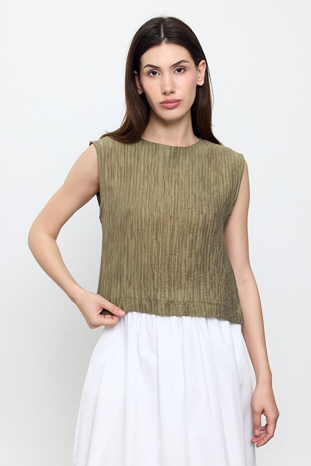 Χακί Κοτλέ Μπλούζα - 1