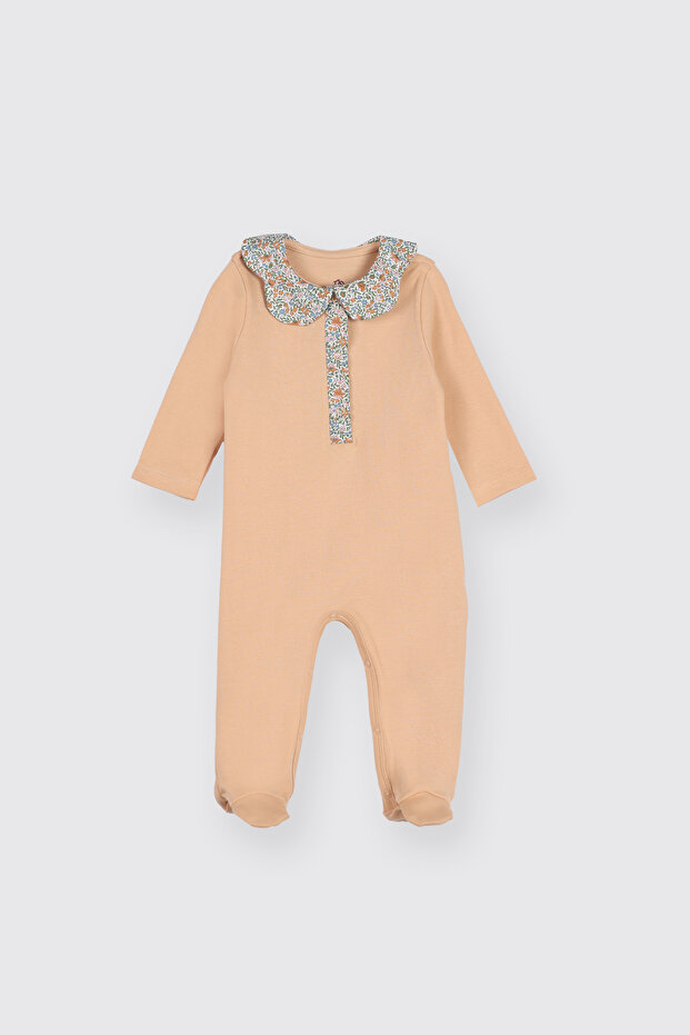 Liberty Fabric Collar Floral Detailed Newborn Jumpsuit