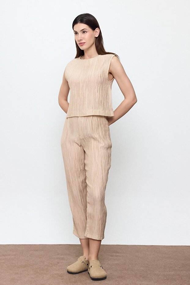 Bej Fitilli Bluz - 3