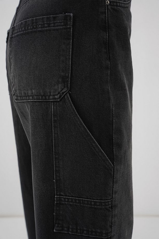 Kadın Yüksek Bel Kot Pantolon 6701 - Siyah - 7