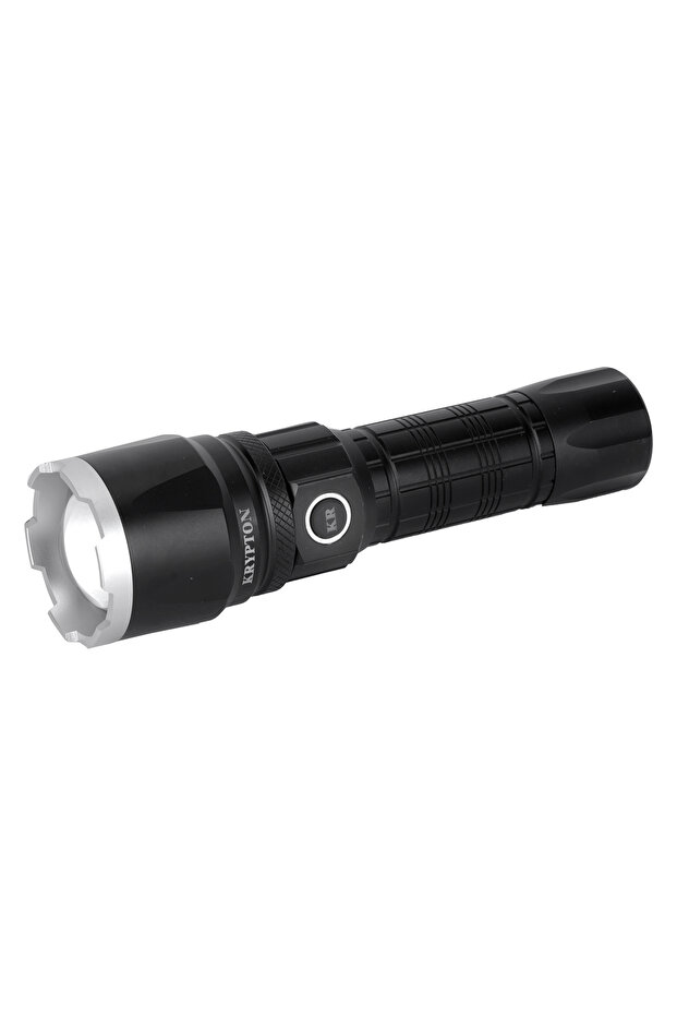 مصباح يدوي LED قابل لإعادة الشحن - مدة تشغيل 10 ساعات، هيكل من الألومنيوم، بطارية ليثيوم، مدى 1000 متر