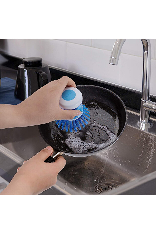Pratik Sıvı Deterjan Hazneli Bulaşık Fırçası Hazneli Mutfak Banyo Lavabo Yıkama Fırçası 1 Adet - 3