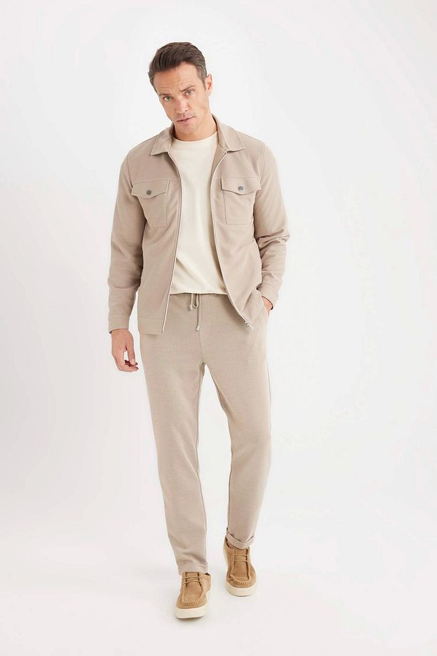Y2651 Bej Jogger Duble Paça Yazlık Kumaş Pantolon - 1