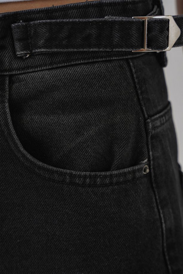 Kadın Yüksek Bel Kot Pantolon 6701 - Siyah - 6