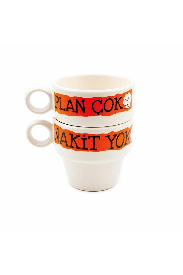 Plan Çok Nakit Yok 2'li Espresso Bardak Seti - Hediye Seramik Fincan - 2
