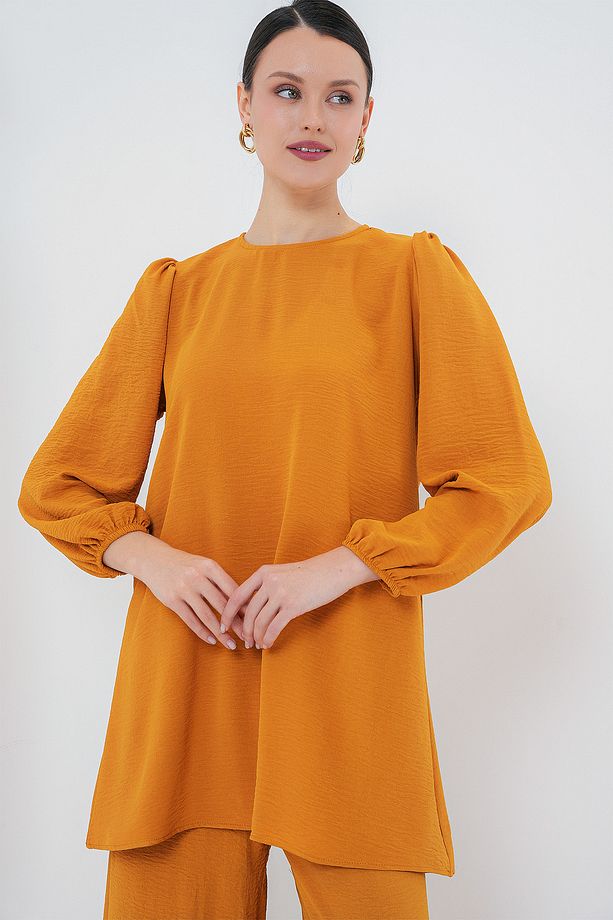 Kadın Tunik Pantolon Alt Üst Takım 6712 - Hardal - 4