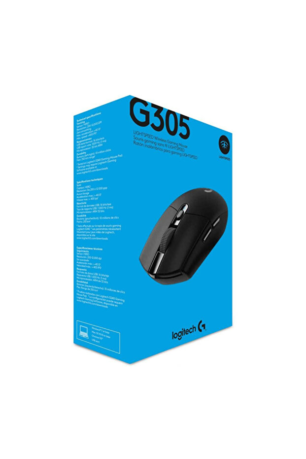 ماوس الألعاب اللاسلكي لوجيتك G305 لايت سبيد - 6 أزرار - 12000 نقطة في البوصة - أسود - 7