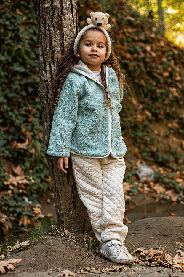 Heritage Puffy Lined Plush Baby Kids Jacket - Hooded Plush Coat - Ztpufceket