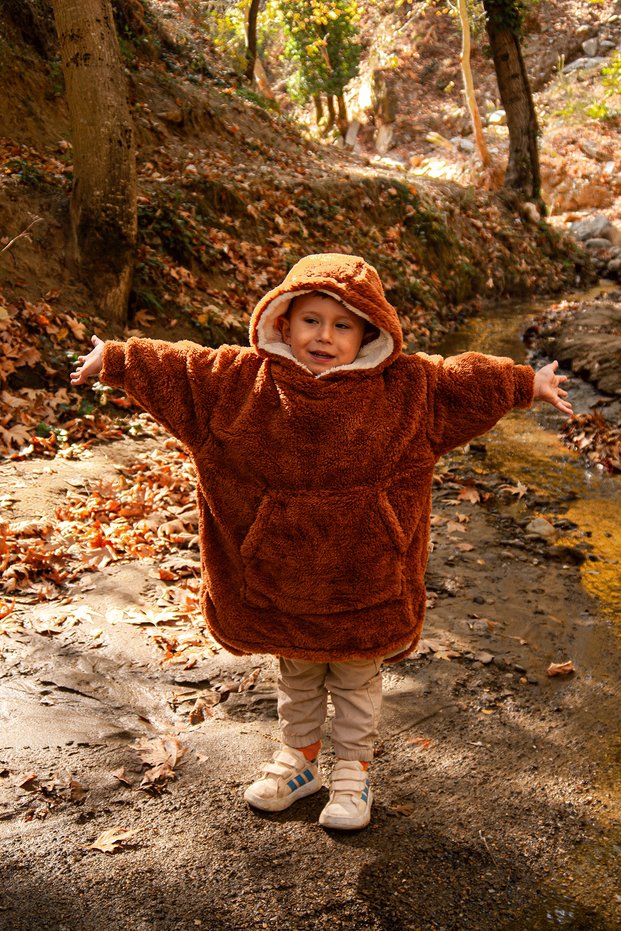 Heritage Double Layer Wellsoft Children's Wearable Blanket - Plush Poncho Oversized - Ztpufbat