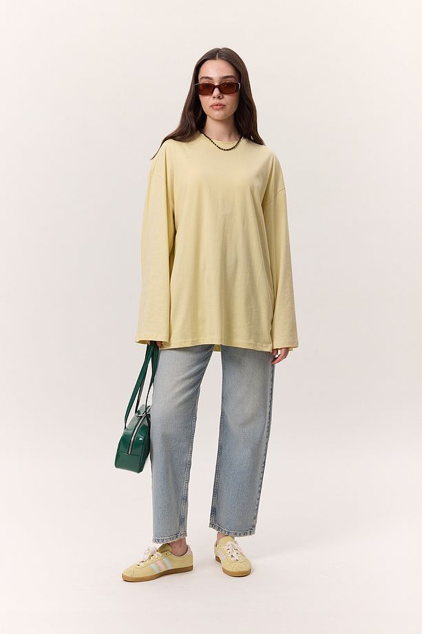GENİŞ KOL OVERSIZE TSHIRT SARI - 3