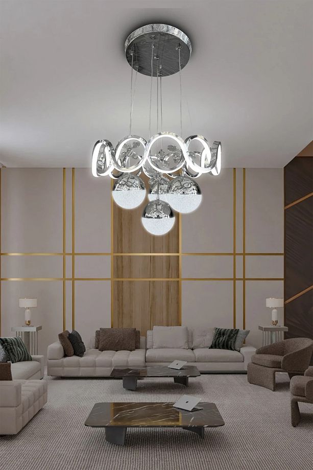 Sefa 4 Toplu Modern Sarkıt Led Avize - 3 Renk Kumandasız Krom - 2