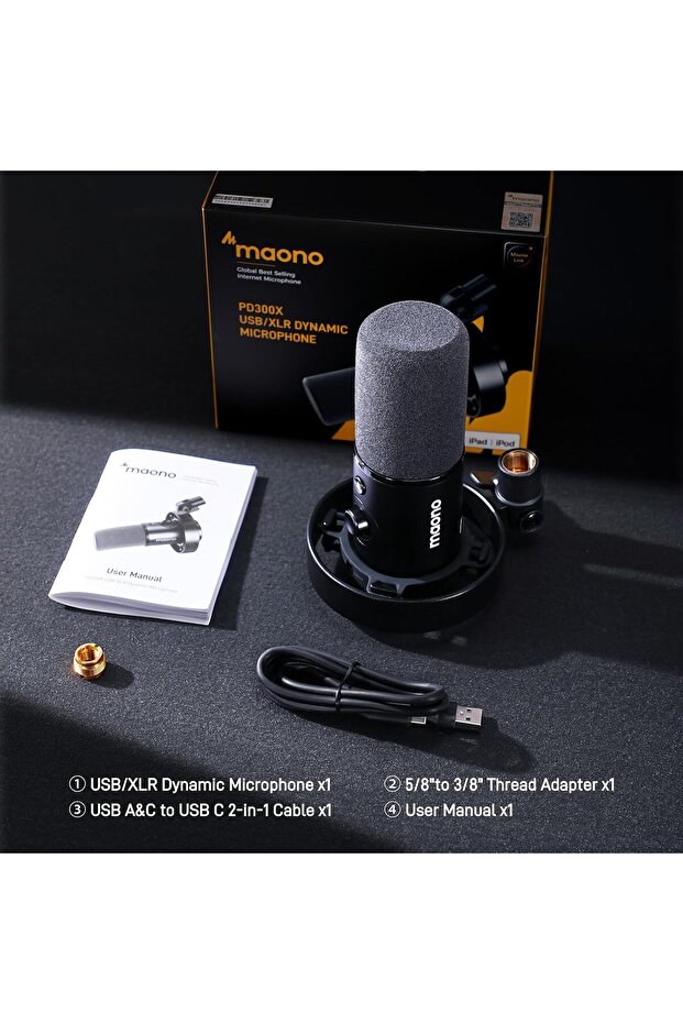 Pd300x Dinamik Mikrofon-xlr Usb Podcast Kayıt Içerik Ev Stüdyosu Seslendirme Gürültü Azaltma - 4