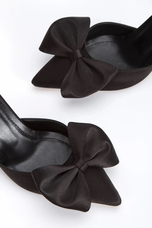 Julia Black Satin Bow High Heels
