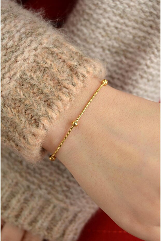 Topçuklu Steel Bracelet Thin Gold